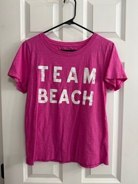 J. Crew Pink "TEAM BEACH" Graphic Tee